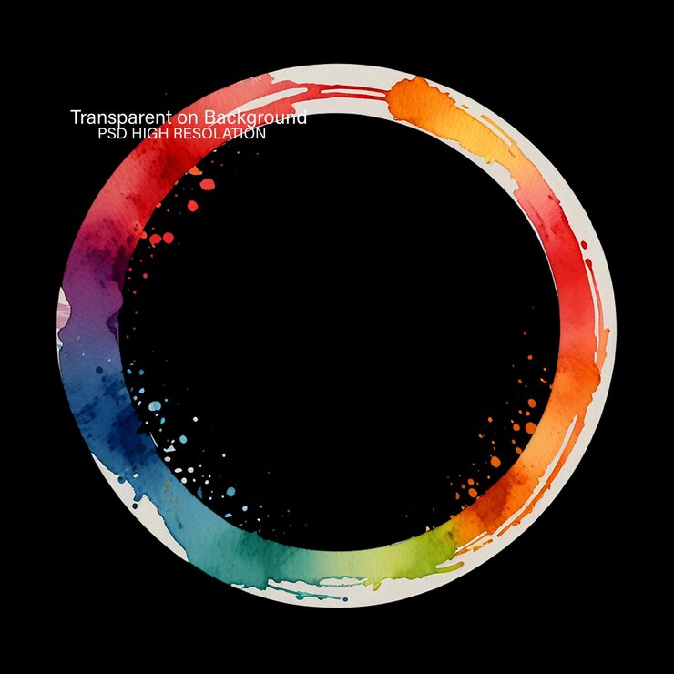 PSD elegante salpicadura de colores en acuarela sobre un fondo transparente
