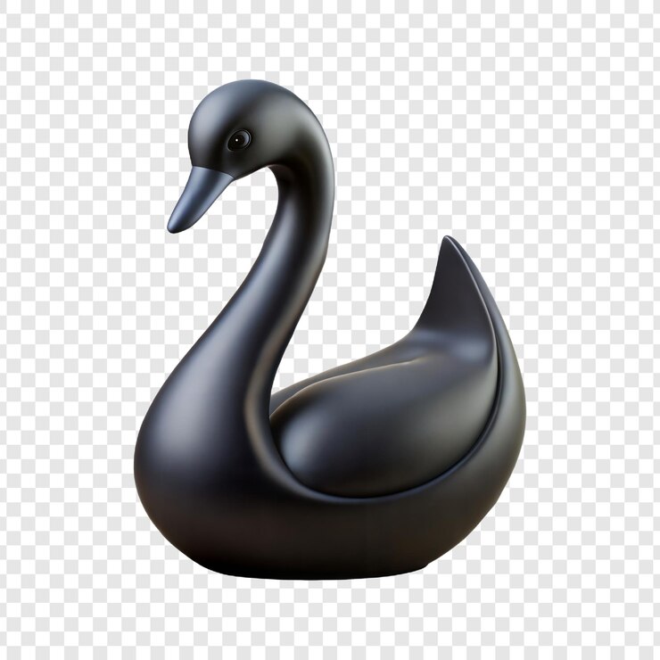 PSD elegante scultura del cigno nero in finitura matta