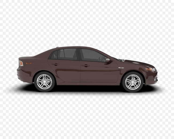 PSD elegante sedan castanho com rodas de liga leve