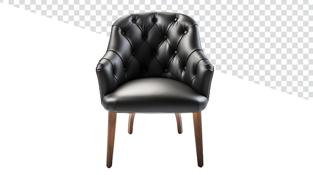 Elegante sedia nera Vista frontale Fotografia del prodotto di alta qualità su sfondo trasparente