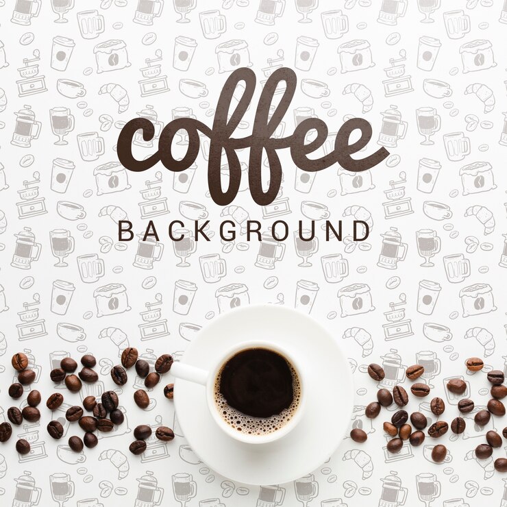 PSD elegante sfondo con gustosa tazza di caffè