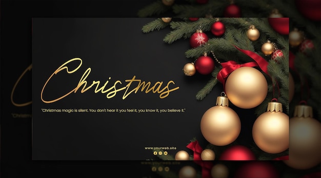 Elegante sfondo di Natale con ornamenti su sfondo nero