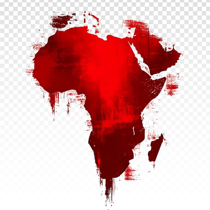 PSD elegante silhouette dell'africa con disegno sfocato rosso