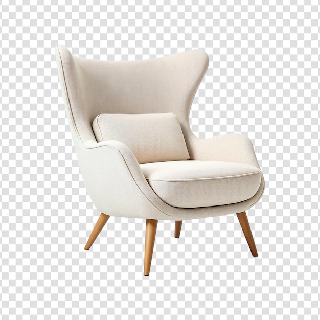Elegante sillón beige con patas de madera
