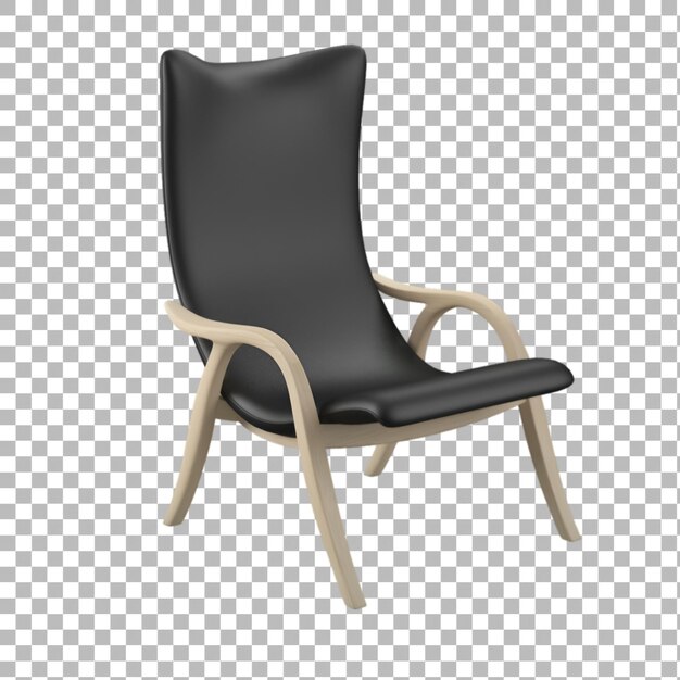 Elegante sillón de espalda alta con un marco de madera y un elegante asiento acolchado negro perfecto para espacios de vida contemporáneos que combinan comodidad y estilo