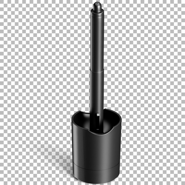 Un elegante soporte de bolígrafo negro con un solo bolígrafo diseñado para herramientas de escritura organizadas