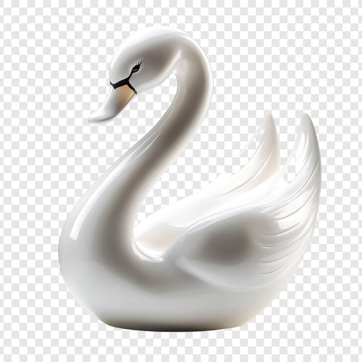 PSD elegante statuetta di cigno in porcellana