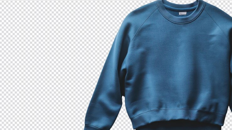 PSD elegante sudadera azul exhibida contra un fondo transparente perfecta para el uso casual y capas en todas las estaciones
