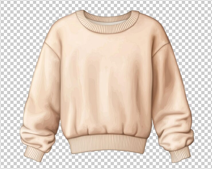 PSD un elegante suéter de cuello redondo de moda para niñas aislado sobre un fondo transparente
