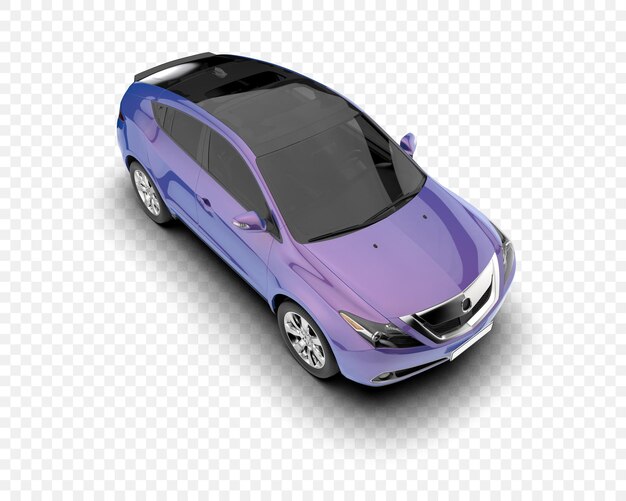 El elegante SUV púrpura es una toma de estudio en alto ángulo.