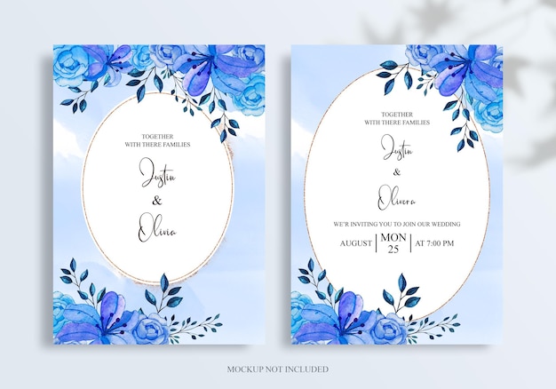 Elegante tarjeta de invitación de boda con dibujo a mano de flores y hojas psd