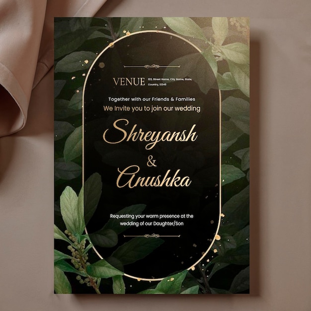 Una elegante tarjeta de invitación de boda