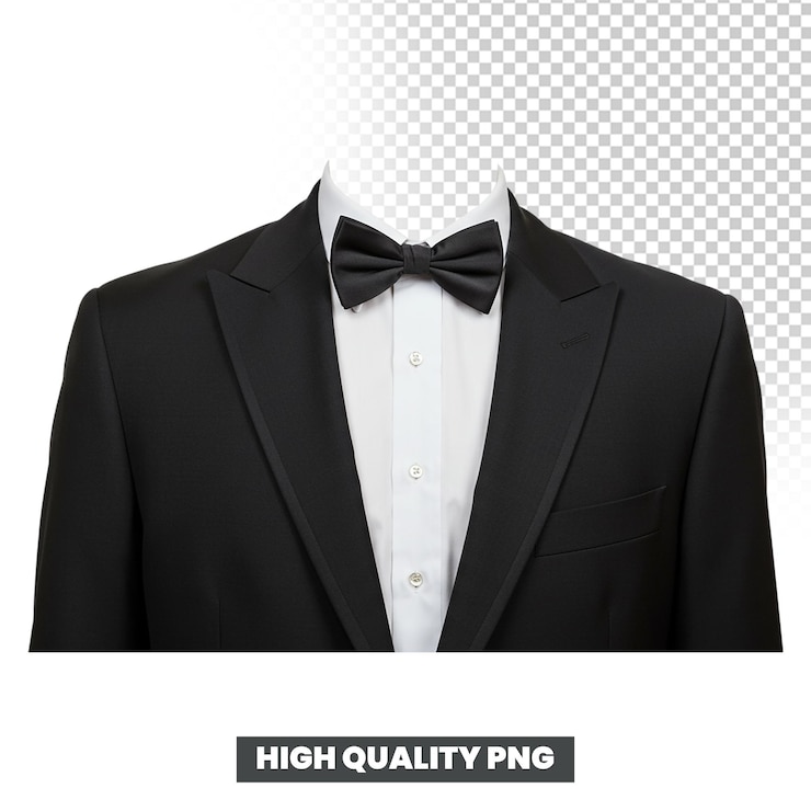 PSD elegante tuxedo negro com papelão vestuário formal