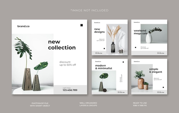 PSD elegante und minimalistische instagram-post-vorlage