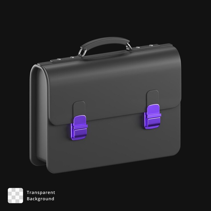 PSD elegante valigetta nera con accenti viola