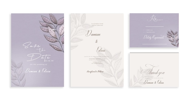 Elegante vegetación en plantilla de tarjeta de invitación de boda psd