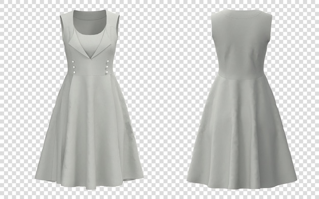 Elegante vestito Midi grigio chiaro senza maniche con bottone dettaglio 3d