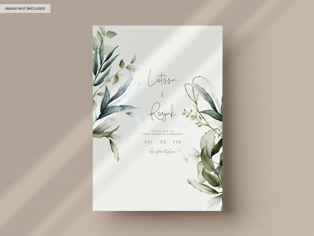Elegante Vintage-Blätter Aquarell Hochzeits-Einladungskarten-Set