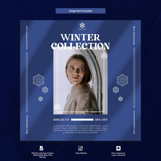 Elegante winterkollektion mode verkauf instagram post social media template