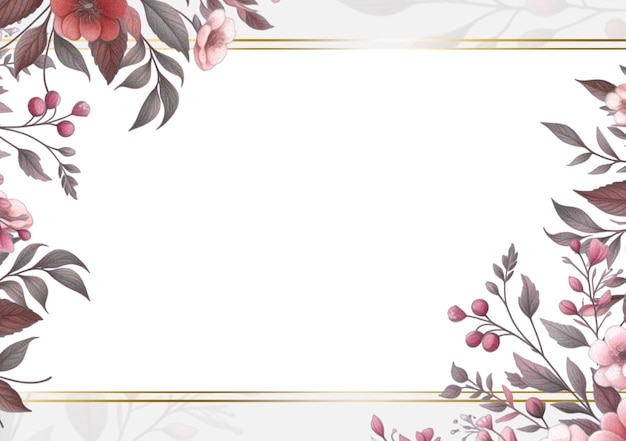 Eleganter Blumenrahmen mit rosa Blüten und goldenem Rand