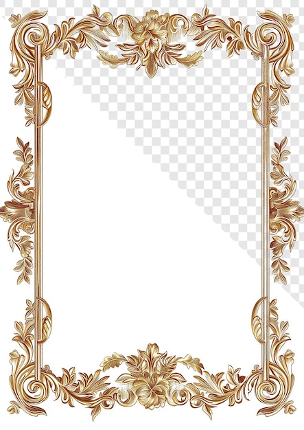 Eleganter goldener Rahmen für den Druck auf durchsichtigem Hintergrund