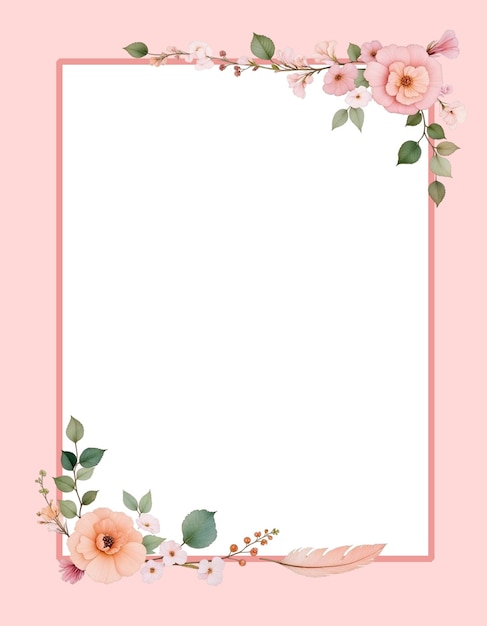 Eleganter rosa Blumenrahmen für Hochzeitsinvitationen und -dekorationen