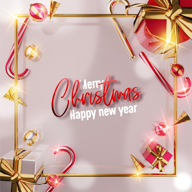 Eleganter Weihnachtshintergrund im realistischen Stil mit goldener Dekoration