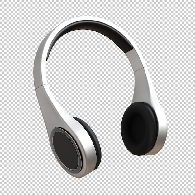 PSD elegantes auriculares plateados para dj. ilustración 3d