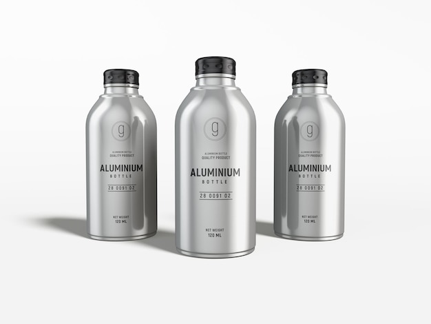 PSD elegantes branding-mockup für wasserflaschen aus aluminium