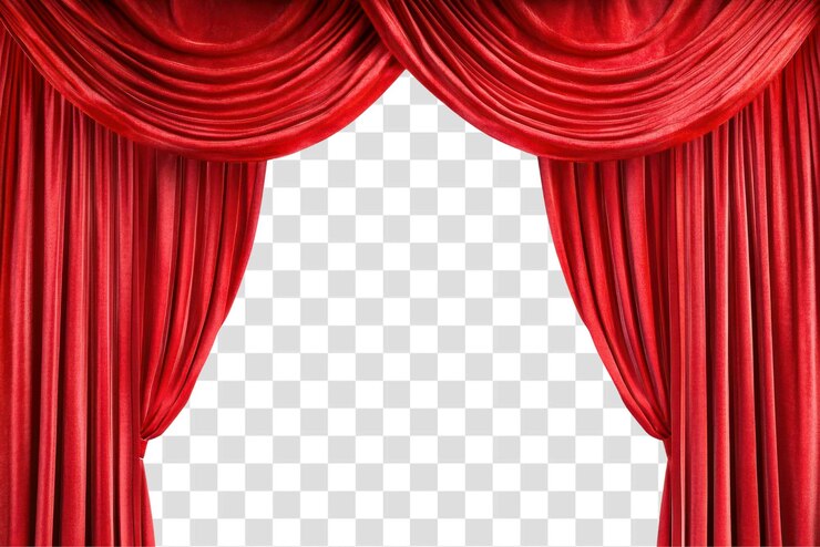 PSD elegantes cortinas vermelhas do palco drapeadas