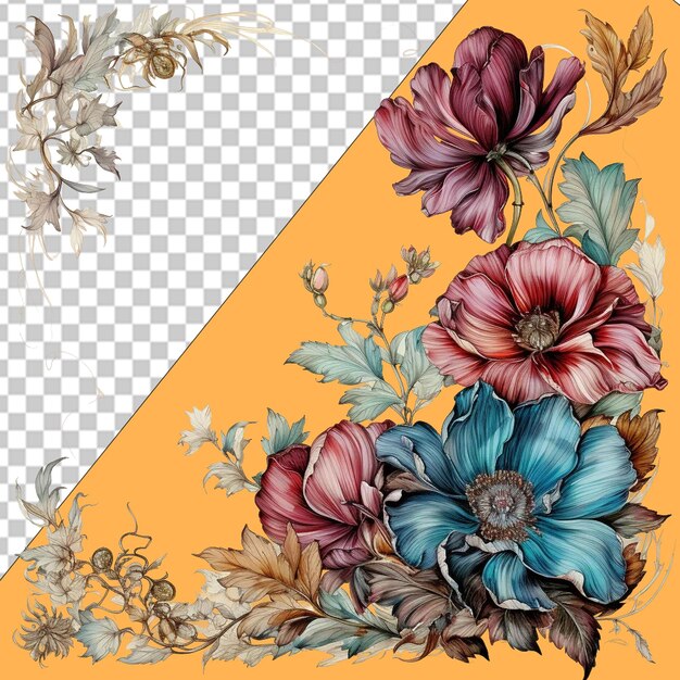 PSD elegantes desenhos florais png