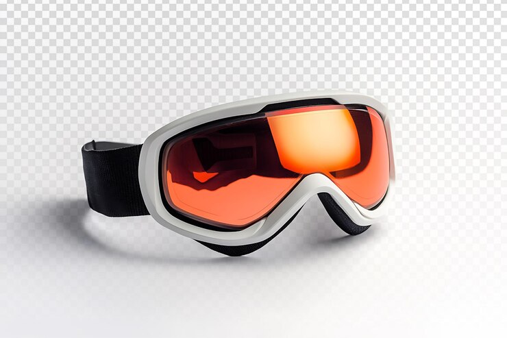 PSD unas elegantes gafas de snowboard sobre un fondo blanco