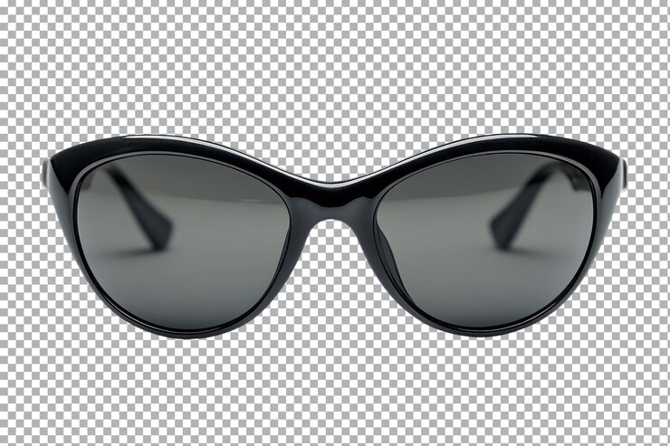 PSD elegantes gafas de sol negras con lentes oscuras sobre un fondo neutro para la moda chic de verano