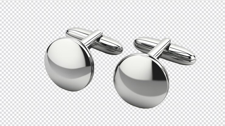 PSD elegantes gemelos de plata aislados sobre un fondo blanco perfectos para ocasiones formales e ideas de regalos para hombres que aprecian accesorios atemporales