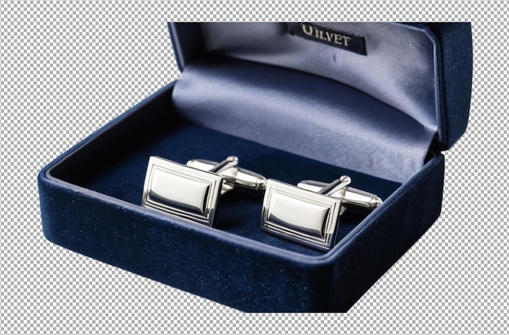 PSD elegantes gemelos de plata en una lujosa caja de terciopelo perfecta para regalos