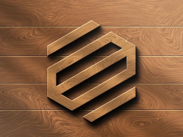 PSD elegantes holz-3d-logo-mockup