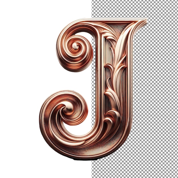 PSD elegantes letras en oro rosa en 3d en una grandeza transparente