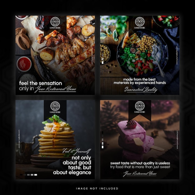 PSD elegantes luxusfood social media post bundle