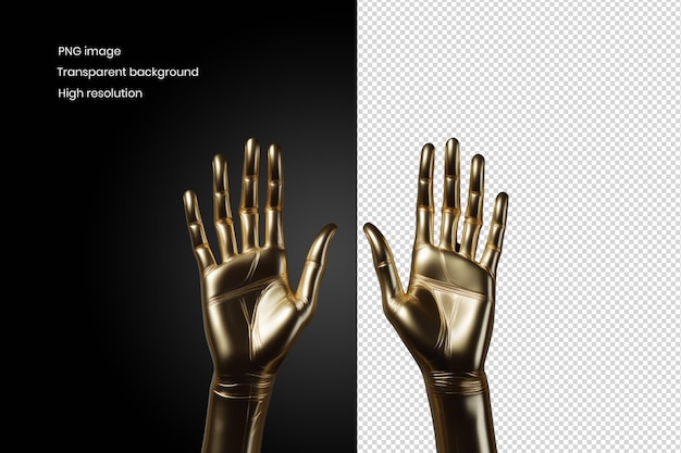PSD elegantes manos de maniquí de oro en 3d
