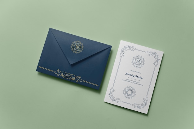 Elegantes Mock-up-Design für Einladungen zum Geburtstag