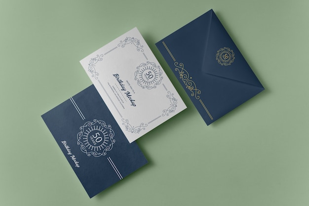 Elegantes Mock-up-Design für Einladungen zum Geburtstag