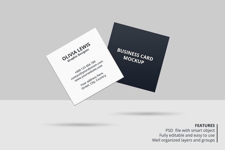 PSD elegantes quadratisches visitenkartenmodell-design