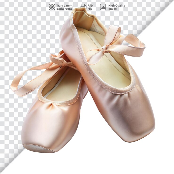 Elegantes sapatos de ballet cor-de-rosa com fundo transparente