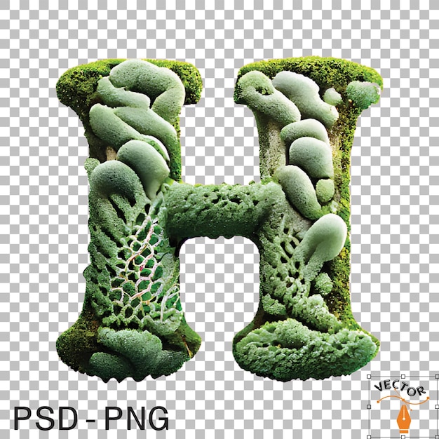 Eleganti alfabeti di caratteri verdi dalla A alla Z Raccolta di immagini e caratteri PNG