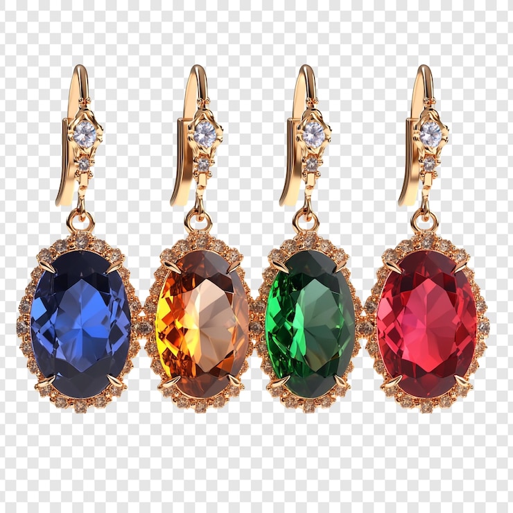 PSD eleganti orecchini d'oro con pietre preziose colorate