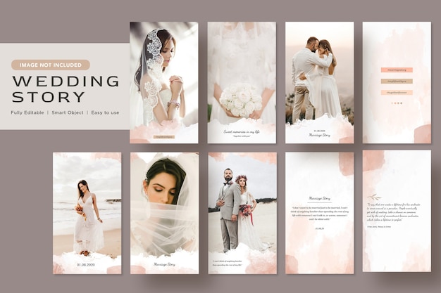 Eleganza minimalista acquerello matrimonio storia Social Media Banner Design Instagram Post Template