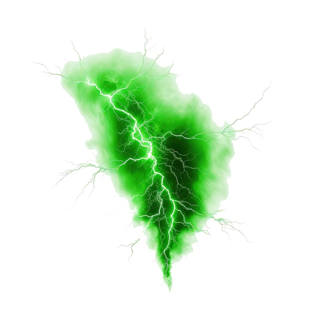 Elektrischer blitzschlag von grüner farbe