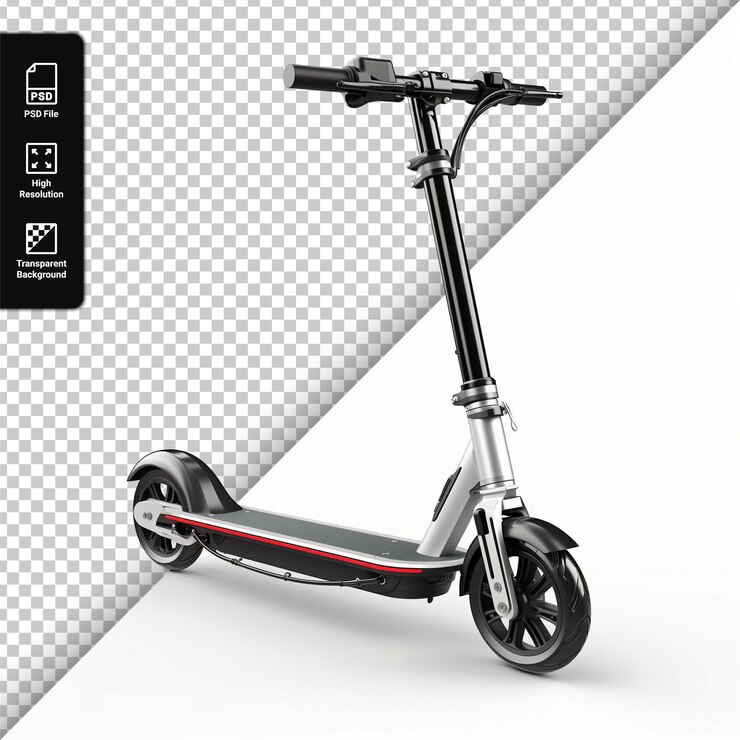 PSD elektrischer roller elektrischer transport isoliert auf durchsichtigem hintergrund