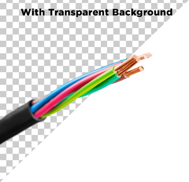 Elektrisches Kabel PNG PSD isoliert auf durchsichtigem Hintergrund