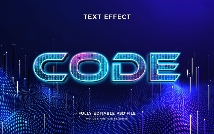 PSD elektronischer code-texteffekt